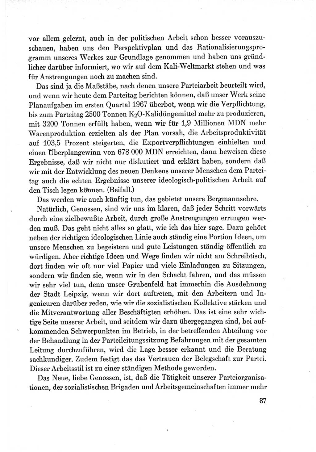 Protokoll der Verhandlungen des Ⅶ. Parteitages der Sozialistischen Einheitspartei Deutschlands (SED) [Deutsche Demokratische Republik (DDR)] 1967, Band Ⅱ, Seite 87 (Prot. Verh. Ⅶ. PT SED DDR 1967, Bd. Ⅱ, S. 87)