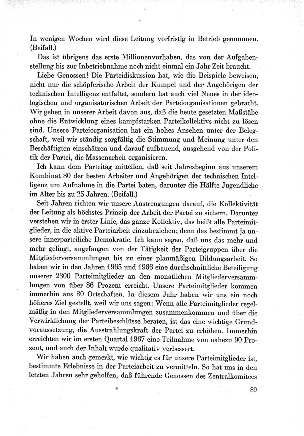 Protokoll der Verhandlungen des Ⅶ. Parteitages der Sozialistischen Einheitspartei Deutschlands (SED) [Deutsche Demokratische Republik (DDR)] 1967, Band Ⅱ, Seite 89 (Prot. Verh. Ⅶ. PT SED DDR 1967, Bd. Ⅱ, S. 89)