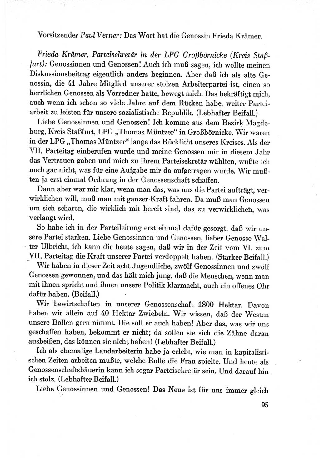 Protokoll der Verhandlungen des Ⅶ. Parteitages der Sozialistischen Einheitspartei Deutschlands (SED) [Deutsche Demokratische Republik (DDR)] 1967, Band Ⅱ, Seite 95 (Prot. Verh. Ⅶ. PT SED DDR 1967, Bd. Ⅱ, S. 95)