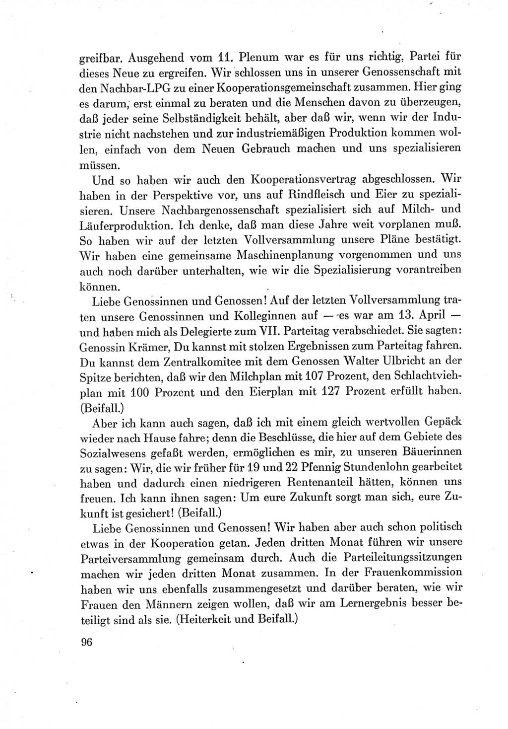 Protokoll der Verhandlungen des Ⅶ. Parteitages der Sozialistischen Einheitspartei Deutschlands (SED) [Deutsche Demokratische Republik (DDR)] 1967, Band Ⅱ, Seite 96 (Prot. Verh. Ⅶ. PT SED DDR 1967, Bd. Ⅱ, S. 96)