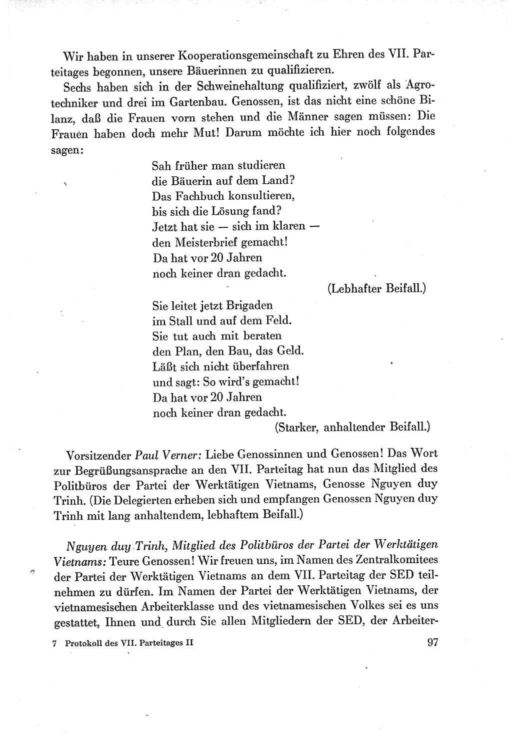 Protokoll der Verhandlungen des Ⅶ. Parteitages der Sozialistischen Einheitspartei Deutschlands (SED) [Deutsche Demokratische Republik (DDR)] 1967, Band Ⅱ, Seite 97 (Prot. Verh. Ⅶ. PT SED DDR 1967, Bd. Ⅱ, S. 97)