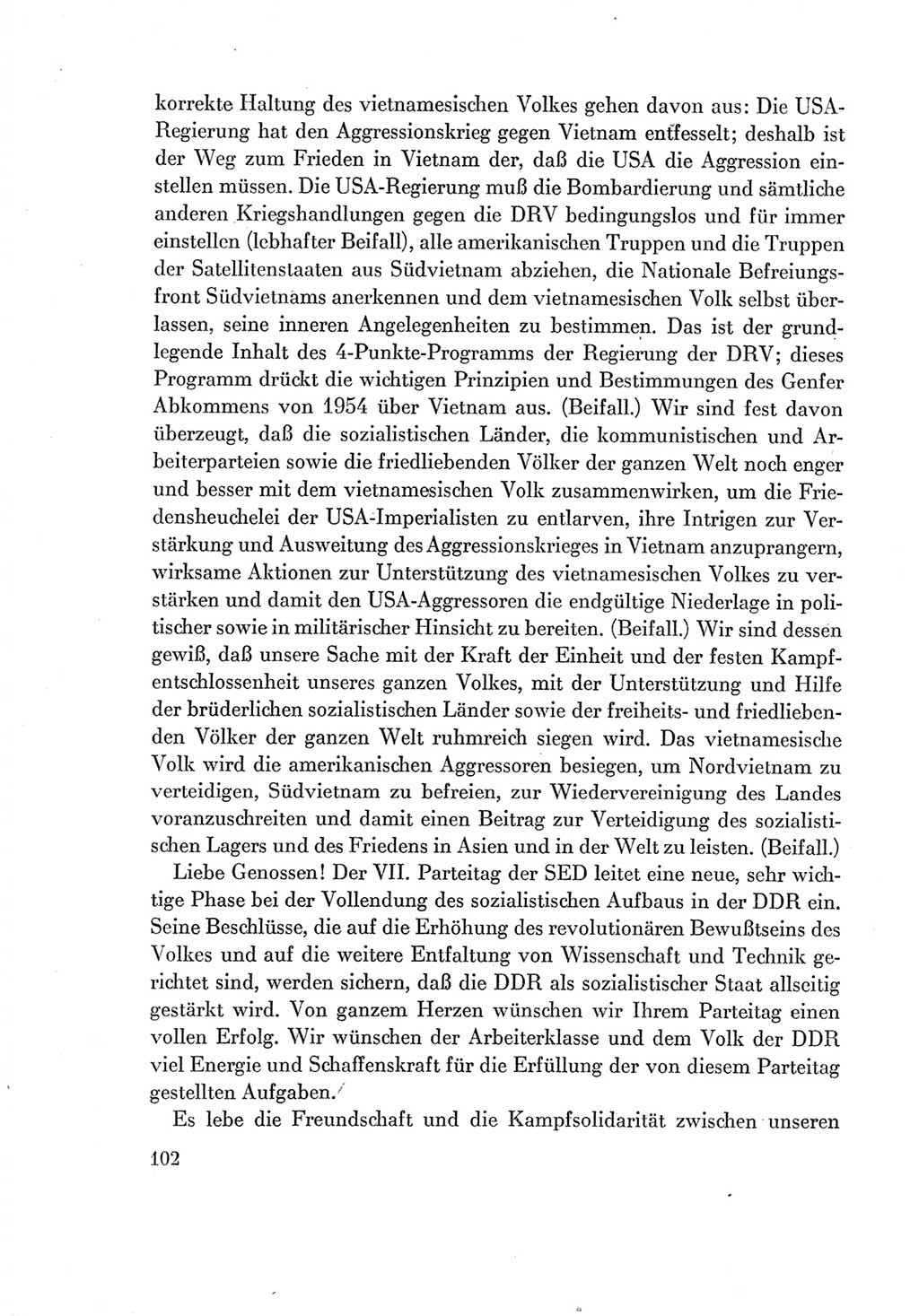 Protokoll der Verhandlungen des Ⅶ. Parteitages der Sozialistischen Einheitspartei Deutschlands (SED) [Deutsche Demokratische Republik (DDR)] 1967, Band Ⅱ, Seite 102 (Prot. Verh. Ⅶ. PT SED DDR 1967, Bd. Ⅱ, S. 102)