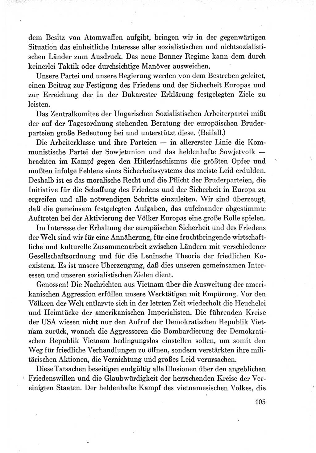Protokoll der Verhandlungen des Ⅶ. Parteitages der Sozialistischen Einheitspartei Deutschlands (SED) [Deutsche Demokratische Republik (DDR)] 1967, Band Ⅱ, Seite 105 (Prot. Verh. Ⅶ. PT SED DDR 1967, Bd. Ⅱ, S. 105)