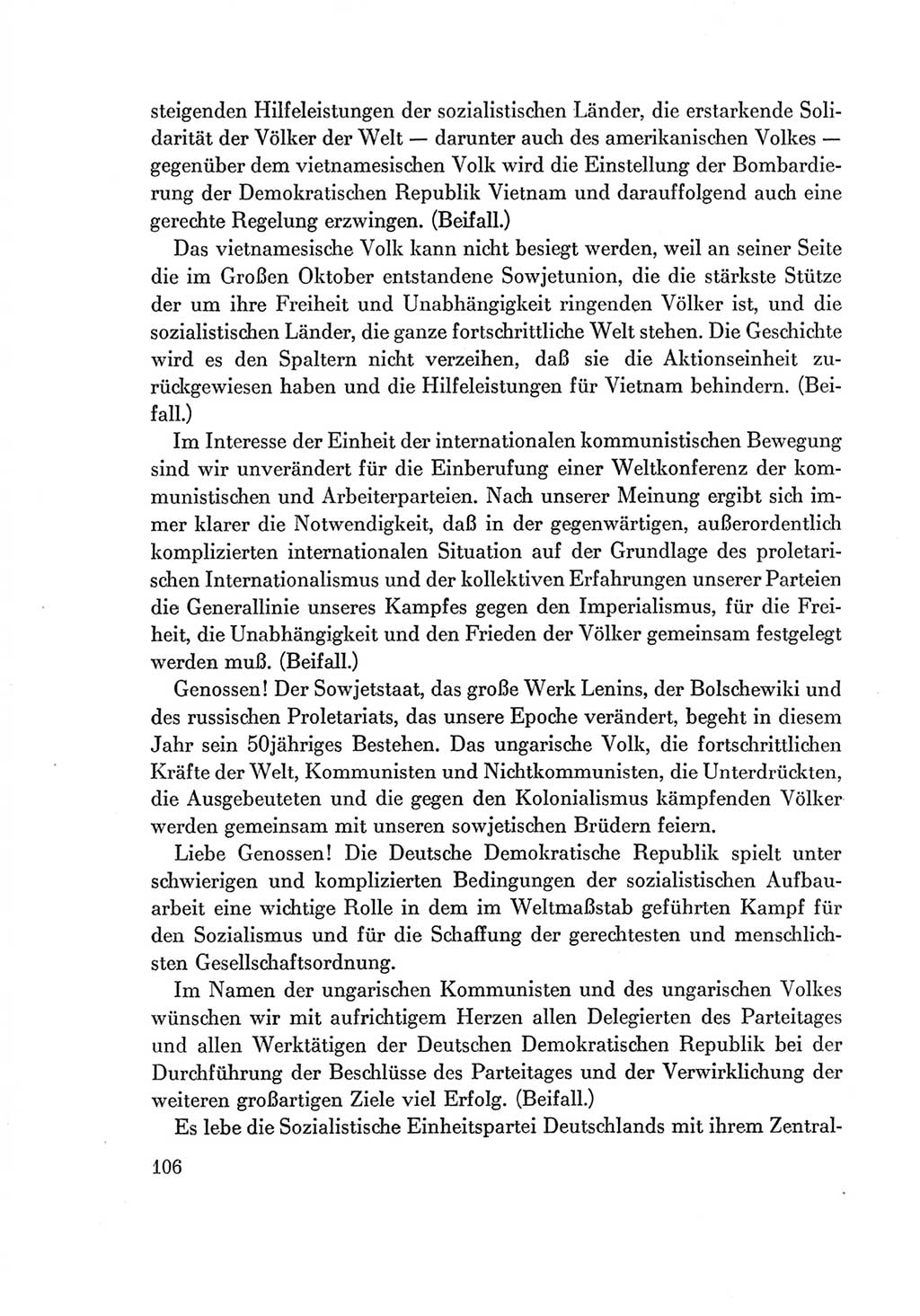 Protokoll der Verhandlungen des Ⅶ. Parteitages der Sozialistischen Einheitspartei Deutschlands (SED) [Deutsche Demokratische Republik (DDR)] 1967, Band Ⅱ, Seite 106 (Prot. Verh. Ⅶ. PT SED DDR 1967, Bd. Ⅱ, S. 106)