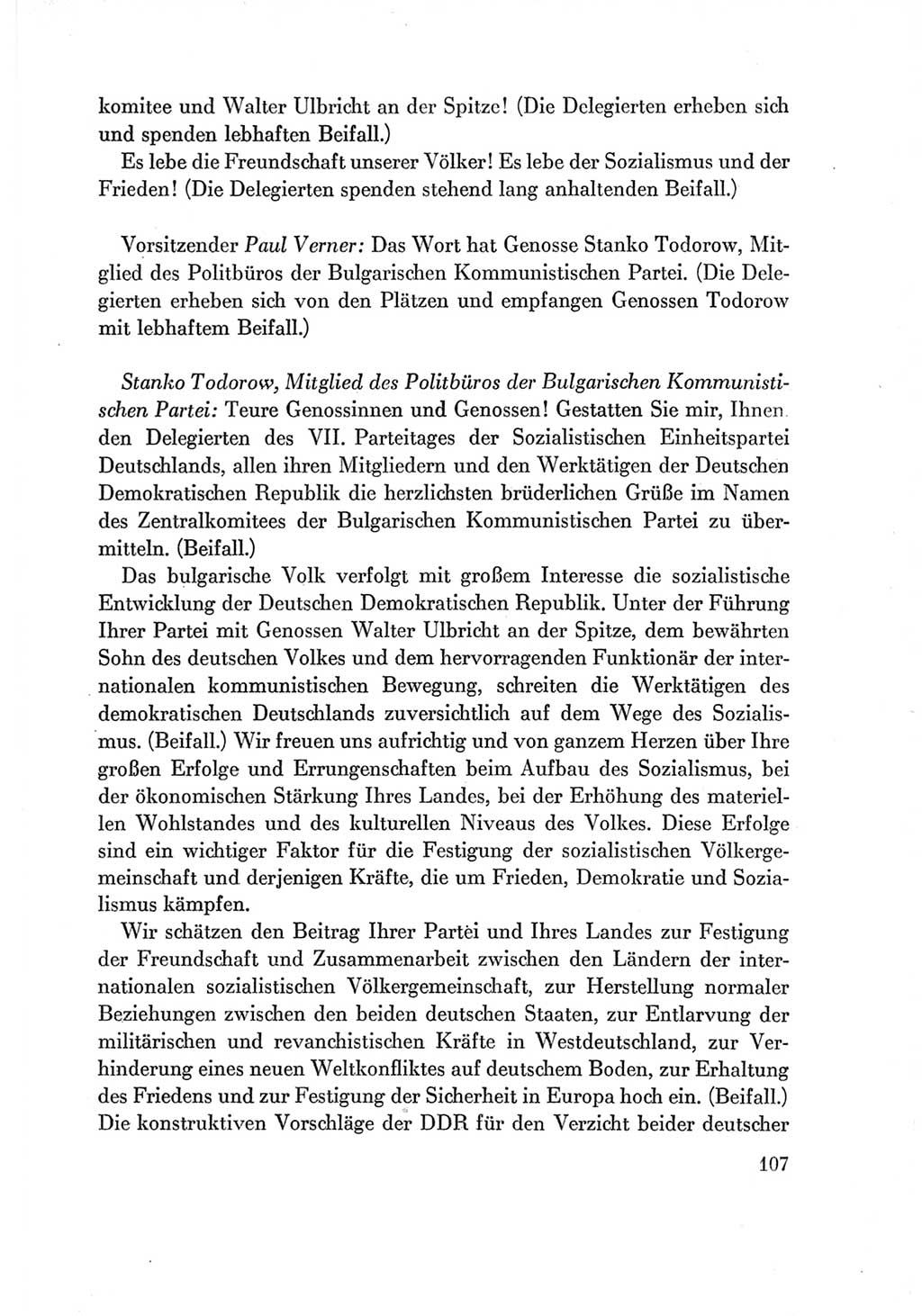 Protokoll der Verhandlungen des Ⅶ. Parteitages der Sozialistischen Einheitspartei Deutschlands (SED) [Deutsche Demokratische Republik (DDR)] 1967, Band Ⅱ, Seite 107 (Prot. Verh. Ⅶ. PT SED DDR 1967, Bd. Ⅱ, S. 107)