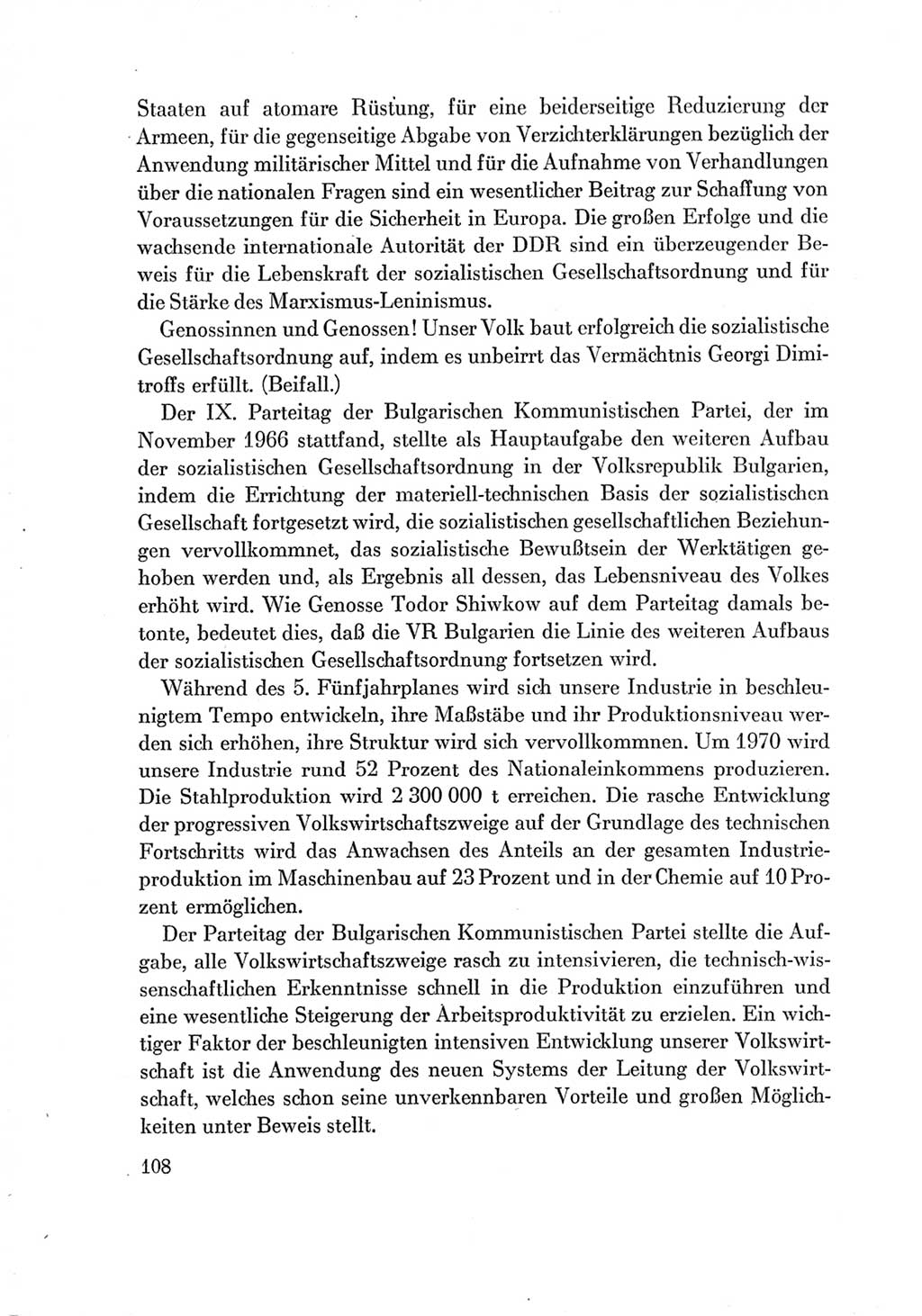 Protokoll der Verhandlungen des Ⅶ. Parteitages der Sozialistischen Einheitspartei Deutschlands (SED) [Deutsche Demokratische Republik (DDR)] 1967, Band Ⅱ, Seite 108 (Prot. Verh. Ⅶ. PT SED DDR 1967, Bd. Ⅱ, S. 108)