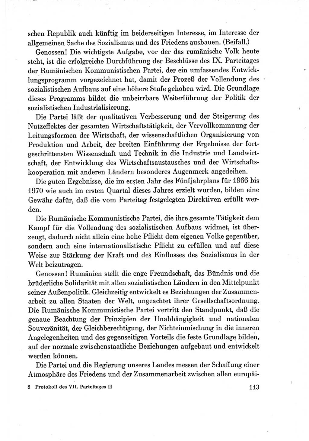 Protokoll der Verhandlungen des Ⅶ. Parteitages der Sozialistischen Einheitspartei Deutschlands (SED) [Deutsche Demokratische Republik (DDR)] 1967, Band Ⅱ, Seite 113 (Prot. Verh. Ⅶ. PT SED DDR 1967, Bd. Ⅱ, S. 113)