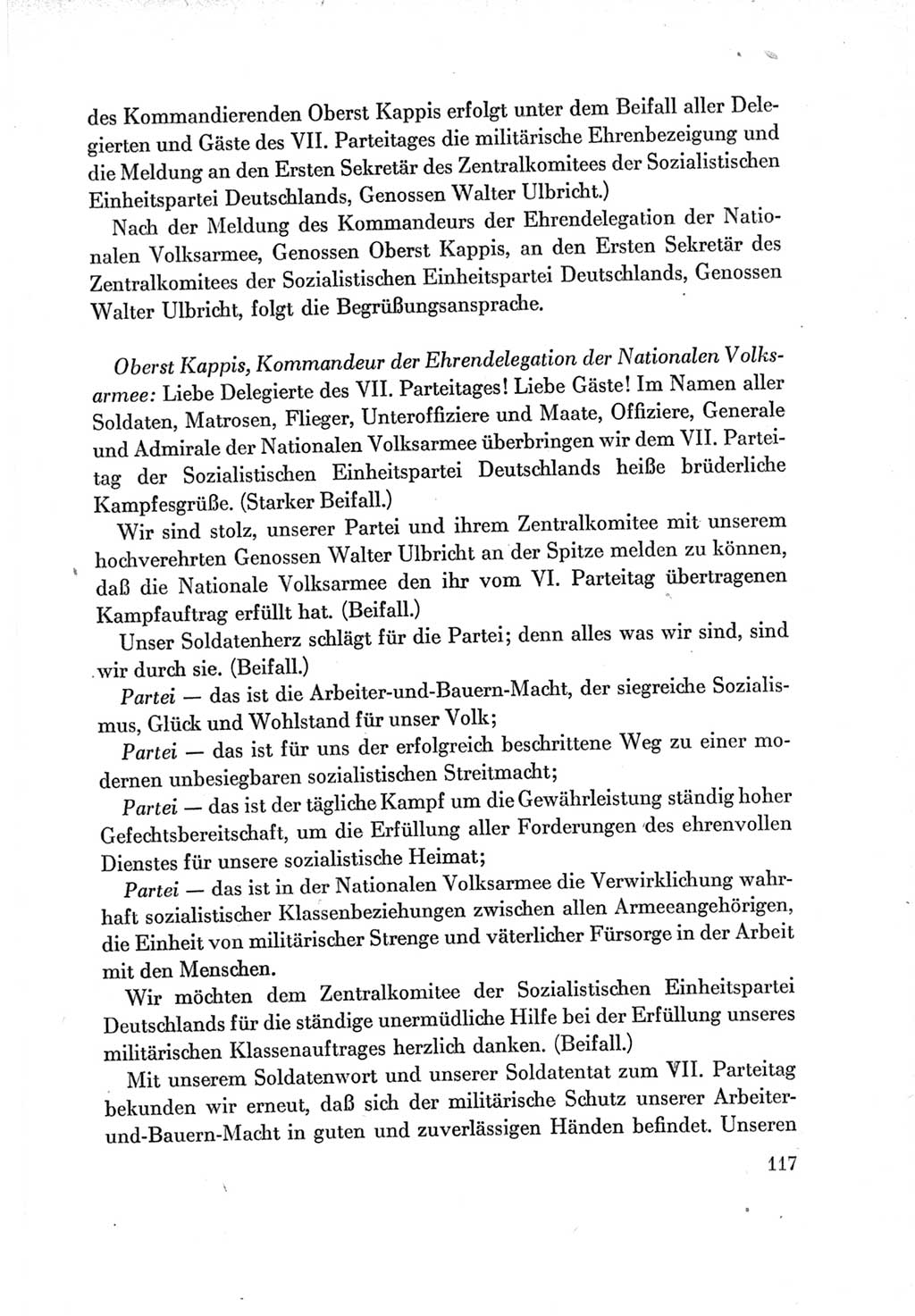 Protokoll der Verhandlungen des Ⅶ. Parteitages der Sozialistischen Einheitspartei Deutschlands (SED) [Deutsche Demokratische Republik (DDR)] 1967, Band Ⅱ, Seite 117 (Prot. Verh. Ⅶ. PT SED DDR 1967, Bd. Ⅱ, S. 117)