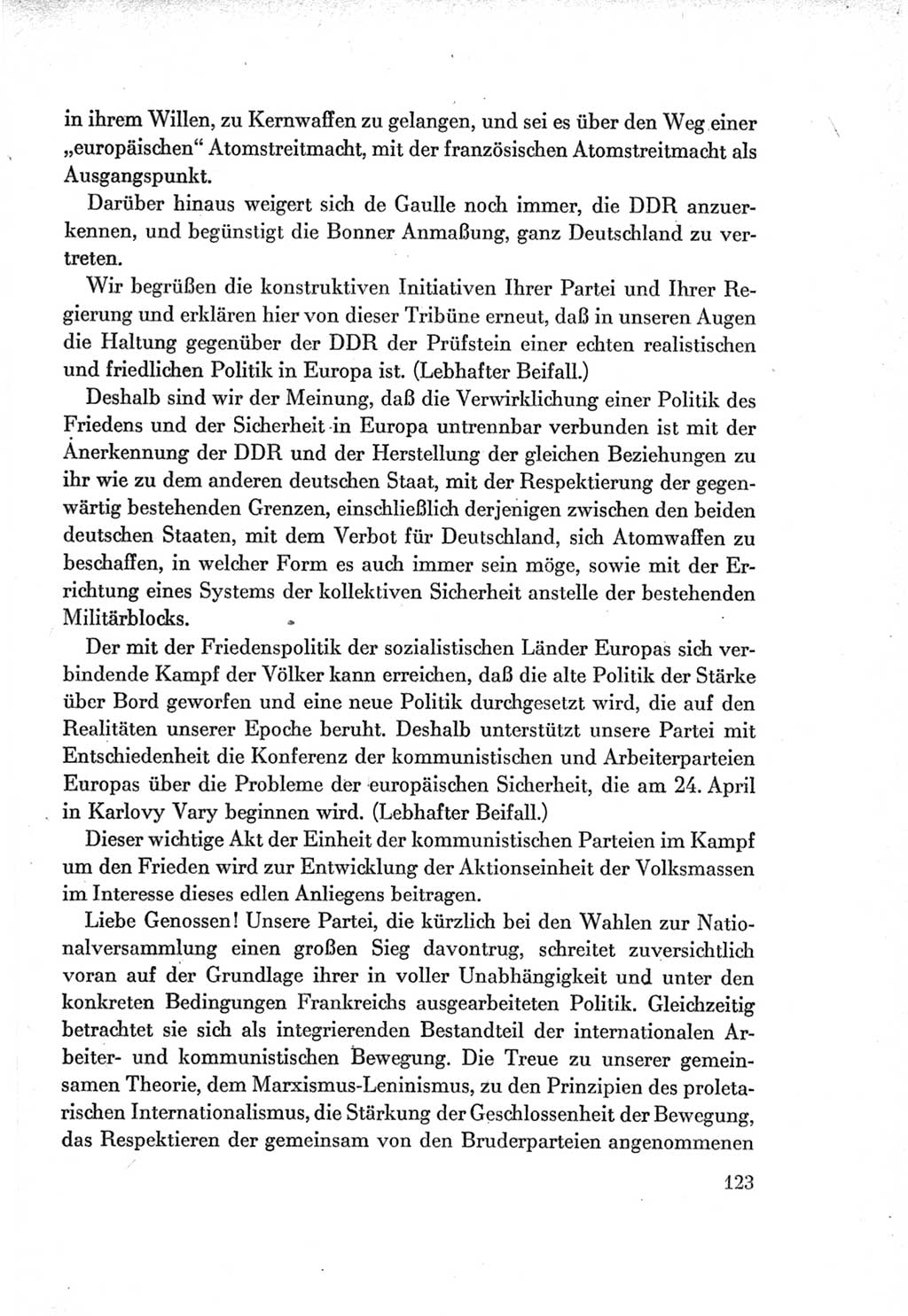 Protokoll der Verhandlungen des Ⅶ. Parteitages der Sozialistischen Einheitspartei Deutschlands (SED) [Deutsche Demokratische Republik (DDR)] 1967, Band Ⅱ, Seite 123 (Prot. Verh. Ⅶ. PT SED DDR 1967, Bd. Ⅱ, S. 123)