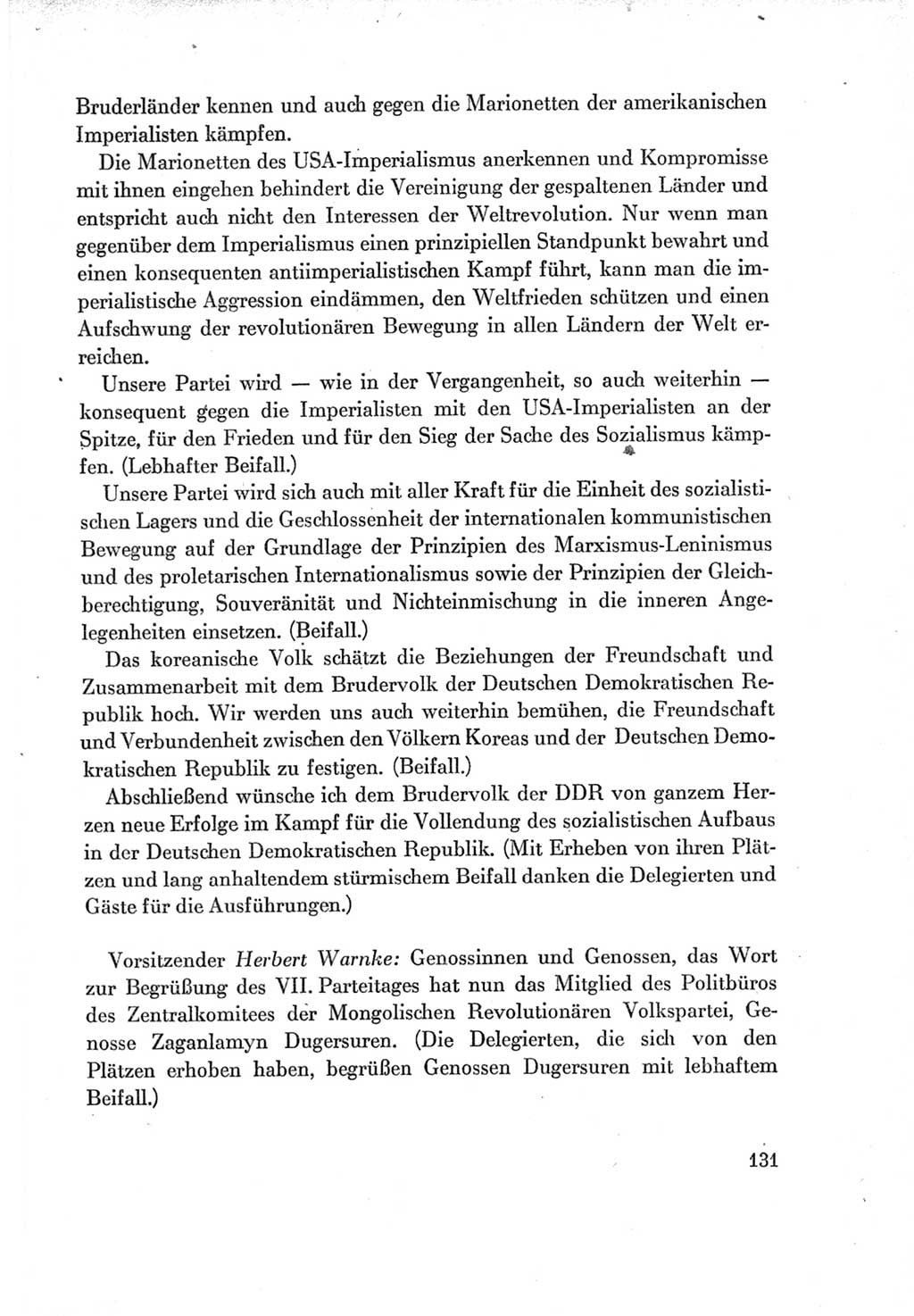 Protokoll der Verhandlungen des Ⅶ. Parteitages der Sozialistischen Einheitspartei Deutschlands (SED) [Deutsche Demokratische Republik (DDR)] 1967, Band Ⅱ, Seite 131 (Prot. Verh. Ⅶ. PT SED DDR 1967, Bd. Ⅱ, S. 131)