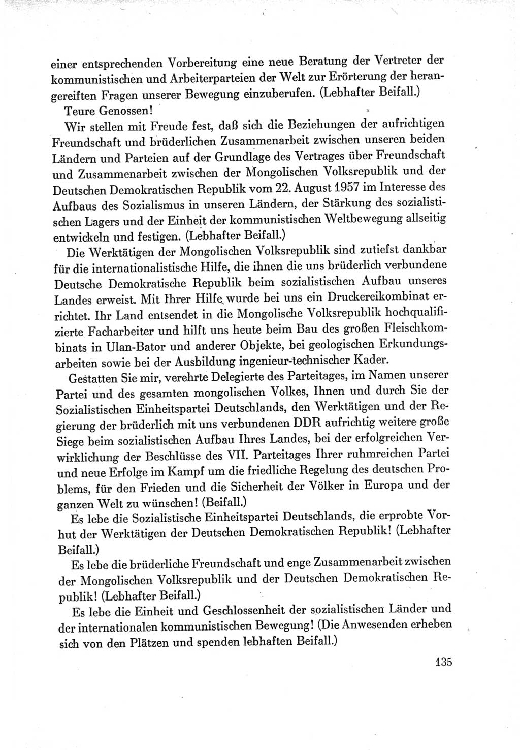 Protokoll der Verhandlungen des Ⅶ. Parteitages der Sozialistischen Einheitspartei Deutschlands (SED) [Deutsche Demokratische Republik (DDR)] 1967, Band Ⅱ, Seite 135 (Prot. Verh. Ⅶ. PT SED DDR 1967, Bd. Ⅱ, S. 135)