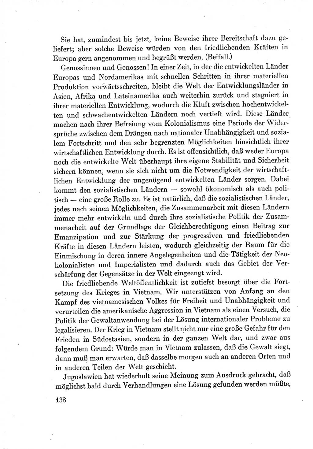 Protokoll der Verhandlungen des Ⅶ. Parteitages der Sozialistischen Einheitspartei Deutschlands (SED) [Deutsche Demokratische Republik (DDR)] 1967, Band Ⅱ, Seite 138 (Prot. Verh. Ⅶ. PT SED DDR 1967, Bd. Ⅱ, S. 138)