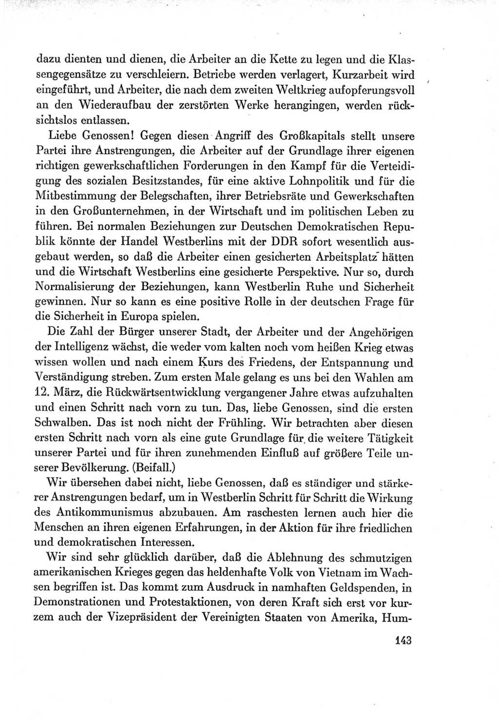 Protokoll der Verhandlungen des Ⅶ. Parteitages der Sozialistischen Einheitspartei Deutschlands (SED) [Deutsche Demokratische Republik (DDR)] 1967, Band Ⅱ, Seite 143 (Prot. Verh. Ⅶ. PT SED DDR 1967, Bd. Ⅱ, S. 143)