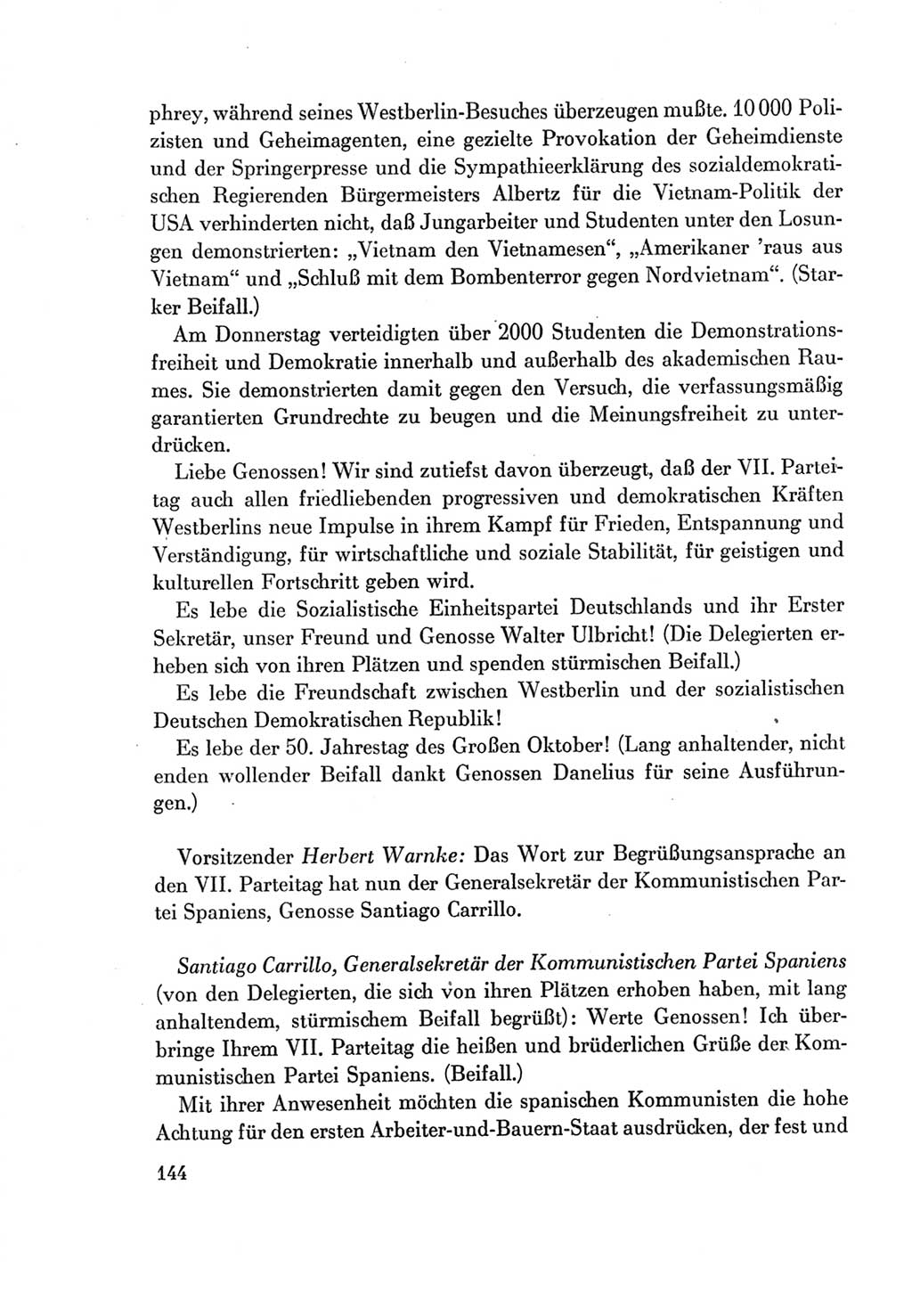 Protokoll der Verhandlungen des Ⅶ. Parteitages der Sozialistischen Einheitspartei Deutschlands (SED) [Deutsche Demokratische Republik (DDR)] 1967, Band Ⅱ, Seite 144 (Prot. Verh. Ⅶ. PT SED DDR 1967, Bd. Ⅱ, S. 144)