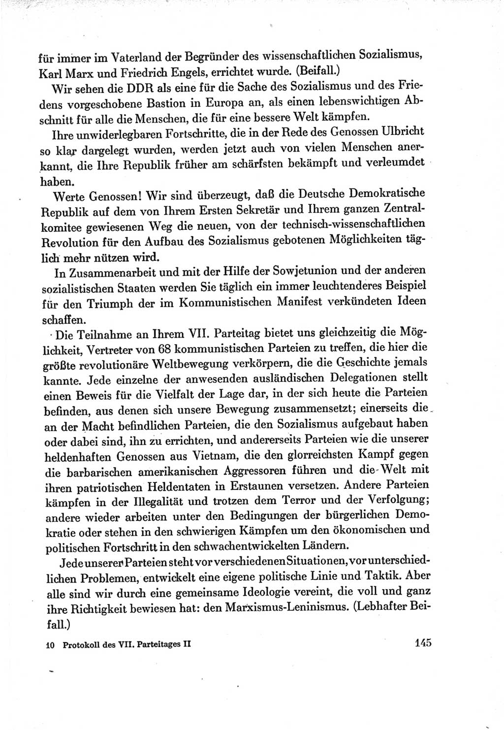 Protokoll der Verhandlungen des Ⅶ. Parteitages der Sozialistischen Einheitspartei Deutschlands (SED) [Deutsche Demokratische Republik (DDR)] 1967, Band Ⅱ, Seite 145 (Prot. Verh. Ⅶ. PT SED DDR 1967, Bd. Ⅱ, S. 145)