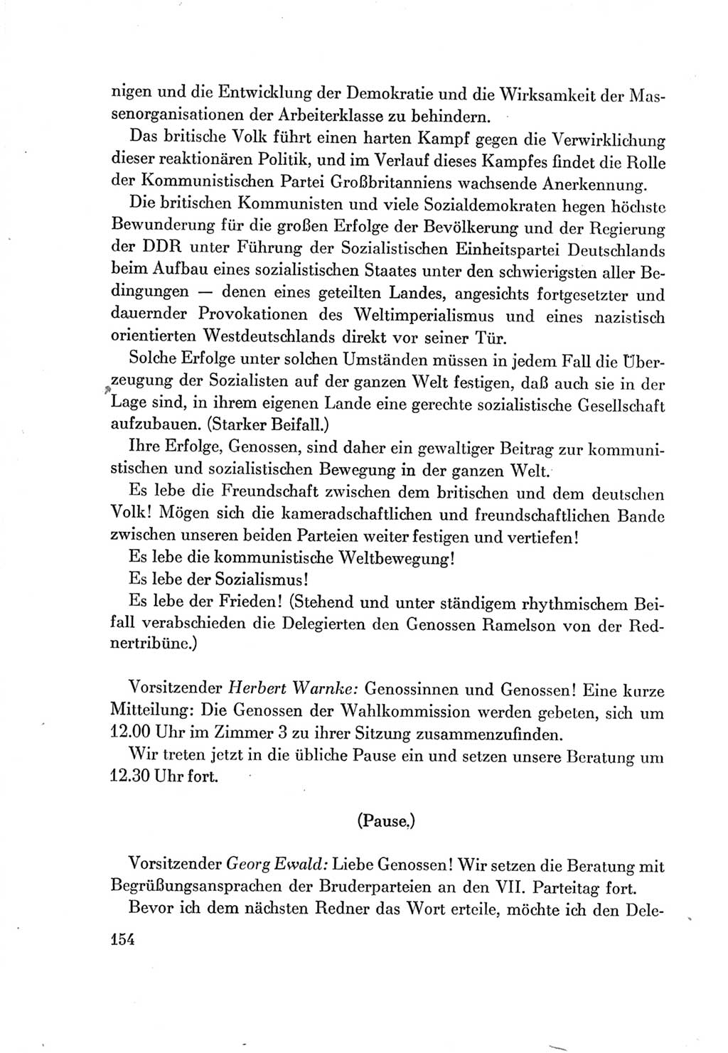 Protokoll der Verhandlungen des Ⅶ. Parteitages der Sozialistischen Einheitspartei Deutschlands (SED) [Deutsche Demokratische Republik (DDR)] 1967, Band Ⅱ, Seite 154 (Prot. Verh. Ⅶ. PT SED DDR 1967, Bd. Ⅱ, S. 154)