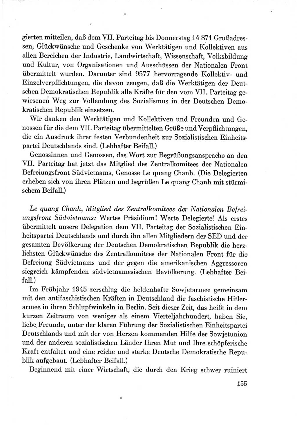 Protokoll der Verhandlungen des Ⅶ. Parteitages der Sozialistischen Einheitspartei Deutschlands (SED) [Deutsche Demokratische Republik (DDR)] 1967, Band Ⅱ, Seite 155 (Prot. Verh. Ⅶ. PT SED DDR 1967, Bd. Ⅱ, S. 155)