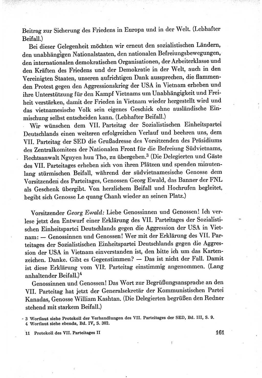 Protokoll der Verhandlungen des Ⅶ. Parteitages der Sozialistischen Einheitspartei Deutschlands (SED) [Deutsche Demokratische Republik (DDR)] 1967, Band Ⅱ, Seite 161 (Prot. Verh. Ⅶ. PT SED DDR 1967, Bd. Ⅱ, S. 161)