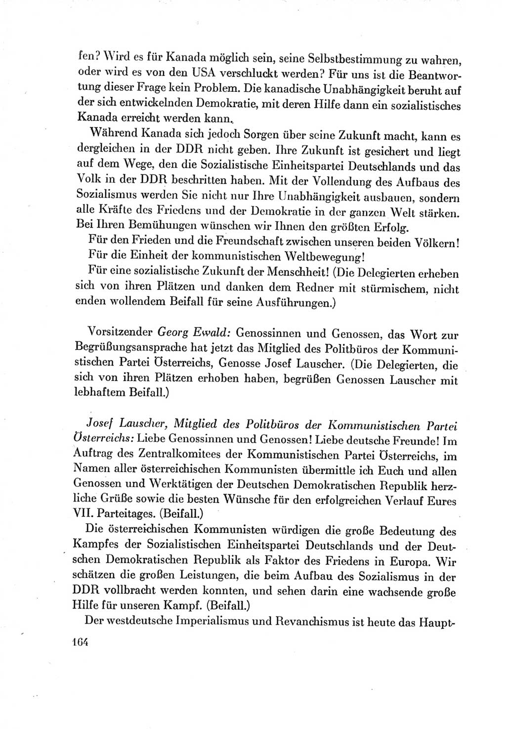 Protokoll der Verhandlungen des Ⅶ. Parteitages der Sozialistischen Einheitspartei Deutschlands (SED) [Deutsche Demokratische Republik (DDR)] 1967, Band Ⅱ, Seite 164 (Prot. Verh. Ⅶ. PT SED DDR 1967, Bd. Ⅱ, S. 164)