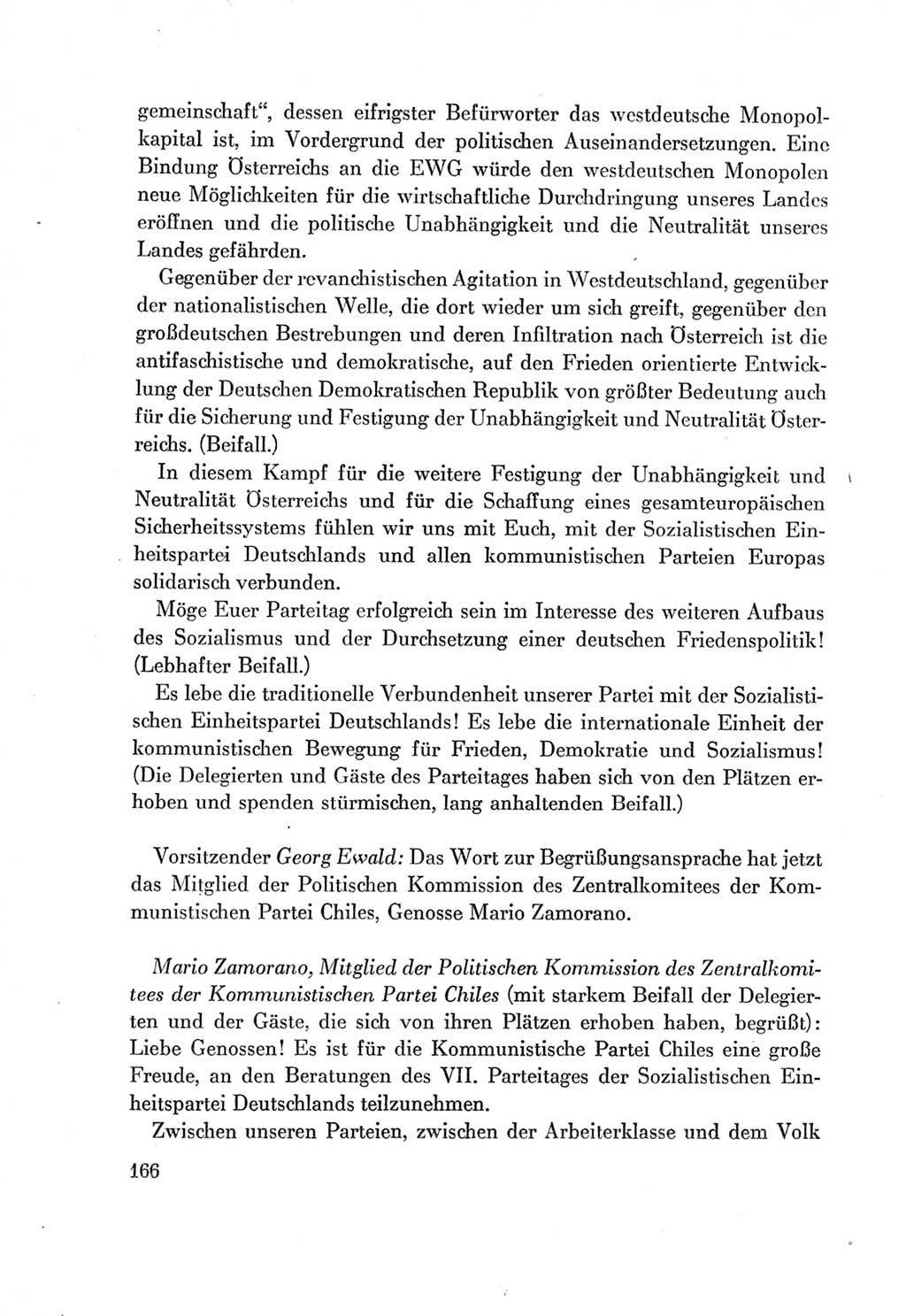 Protokoll der Verhandlungen des Ⅶ. Parteitages der Sozialistischen Einheitspartei Deutschlands (SED) [Deutsche Demokratische Republik (DDR)] 1967, Band Ⅱ, Seite 166 (Prot. Verh. Ⅶ. PT SED DDR 1967, Bd. Ⅱ, S. 166)
