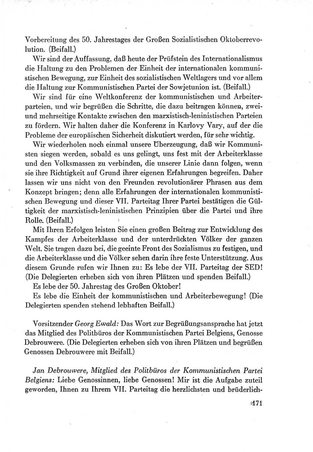 Protokoll der Verhandlungen des Ⅶ. Parteitages der Sozialistischen Einheitspartei Deutschlands (SED) [Deutsche Demokratische Republik (DDR)] 1967, Band Ⅱ, Seite 171 (Prot. Verh. Ⅶ. PT SED DDR 1967, Bd. Ⅱ, S. 171)