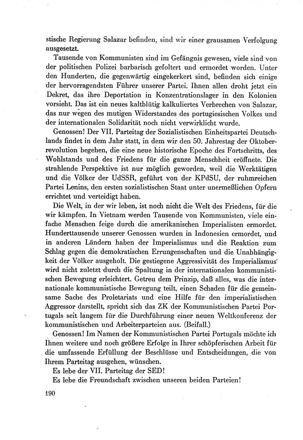 Protokoll der Verhandlungen des Ⅶ. Parteitages der Sozialistischen Einheitspartei Deutschlands (SED) [Deutsche Demokratische Republik (DDR)] 1967, Band Ⅱ, Seite 190 (Prot. Verh. Ⅶ. PT SED DDR 1967, Bd. Ⅱ, S. 190)