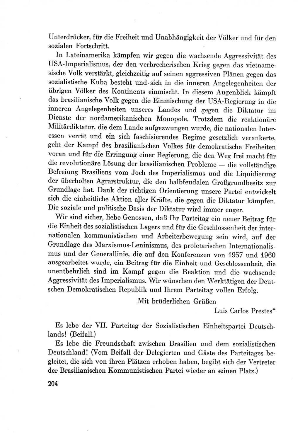 Protokoll der Verhandlungen des Ⅶ. Parteitages der Sozialistischen Einheitspartei Deutschlands (SED) [Deutsche Demokratische Republik (DDR)] 1967, Band Ⅱ, Seite 204 (Prot. Verh. Ⅶ. PT SED DDR 1967, Bd. Ⅱ, S. 204)