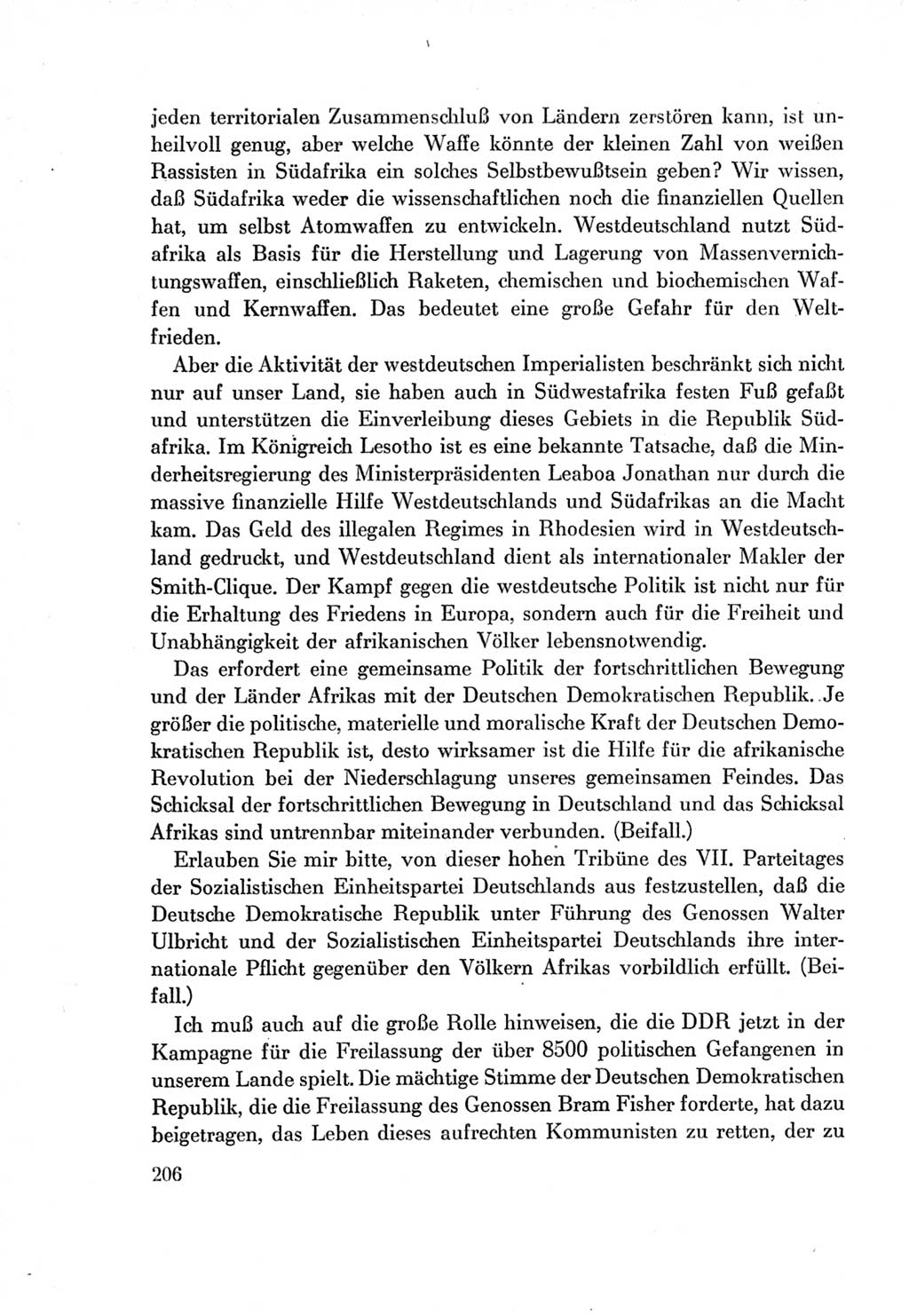 Protokoll der Verhandlungen des Ⅶ. Parteitages der Sozialistischen Einheitspartei Deutschlands (SED) [Deutsche Demokratische Republik (DDR)] 1967, Band Ⅱ, Seite 206 (Prot. Verh. Ⅶ. PT SED DDR 1967, Bd. Ⅱ, S. 206)