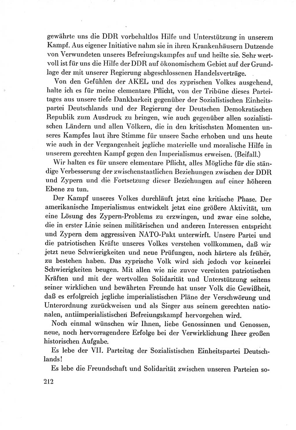 Protokoll der Verhandlungen des Ⅶ. Parteitages der Sozialistischen Einheitspartei Deutschlands (SED) [Deutsche Demokratische Republik (DDR)] 1967, Band Ⅱ, Seite 212 (Prot. Verh. Ⅶ. PT SED DDR 1967, Bd. Ⅱ, S. 212)