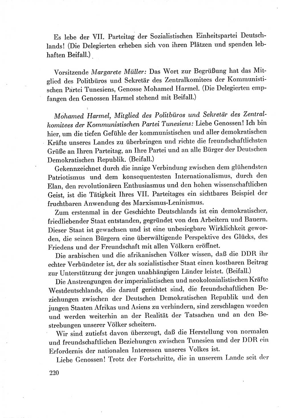 Protokoll der Verhandlungen des Ⅶ. Parteitages der Sozialistischen Einheitspartei Deutschlands (SED) [Deutsche Demokratische Republik (DDR)] 1967, Band Ⅱ, Seite 220 (Prot. Verh. Ⅶ. PT SED DDR 1967, Bd. Ⅱ, S. 220)