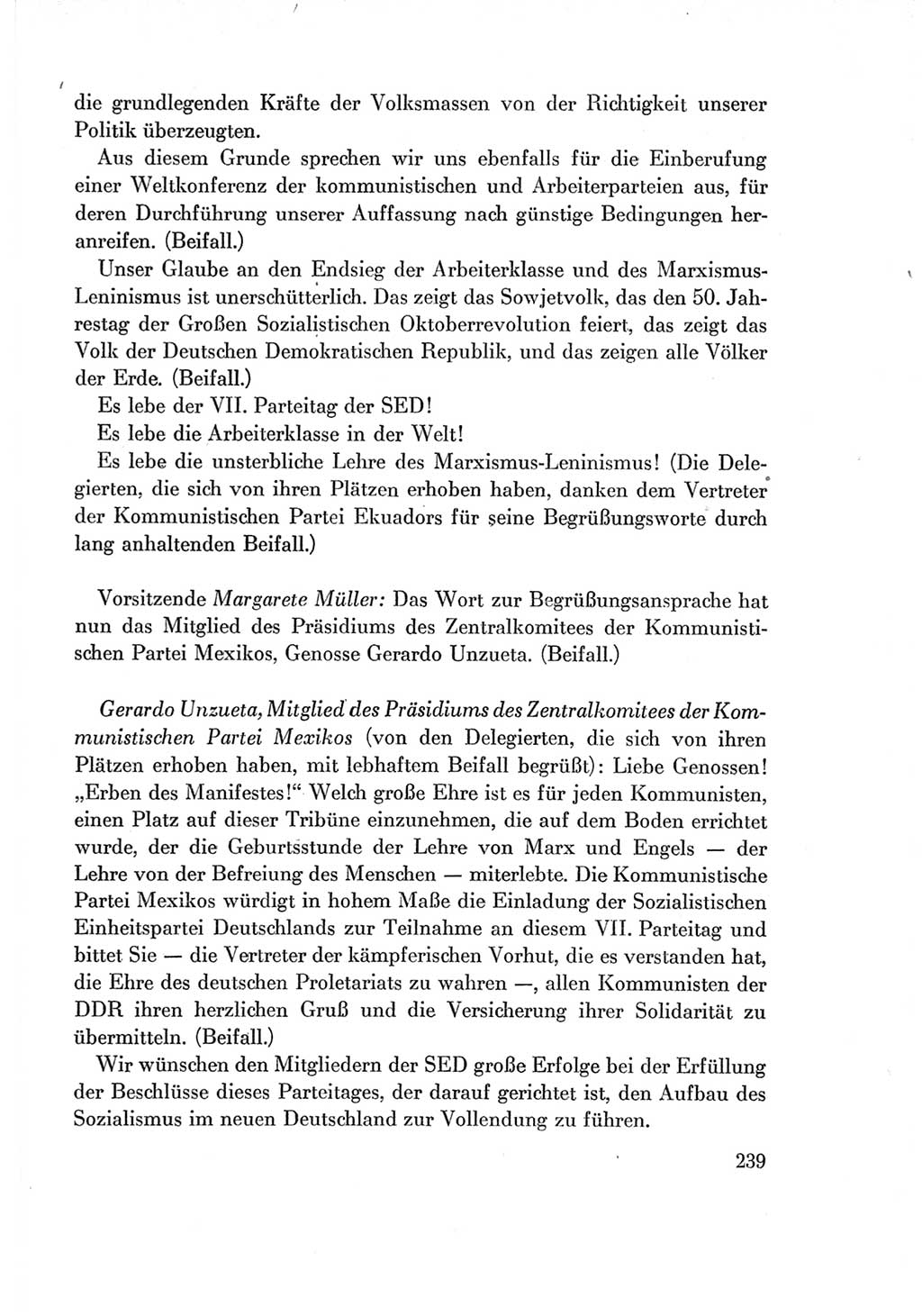 Protokoll der Verhandlungen des Ⅶ. Parteitages der Sozialistischen Einheitspartei Deutschlands (SED) [Deutsche Demokratische Republik (DDR)] 1967, Band Ⅱ, Seite 239 (Prot. Verh. Ⅶ. PT SED DDR 1967, Bd. Ⅱ, S. 239)