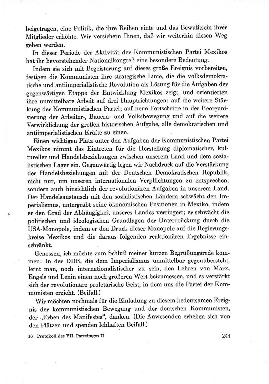 Protokoll der Verhandlungen des Ⅶ. Parteitages der Sozialistischen Einheitspartei Deutschlands (SED) [Deutsche Demokratische Republik (DDR)] 1967, Band Ⅱ, Seite 241 (Prot. Verh. Ⅶ. PT SED DDR 1967, Bd. Ⅱ, S. 241)