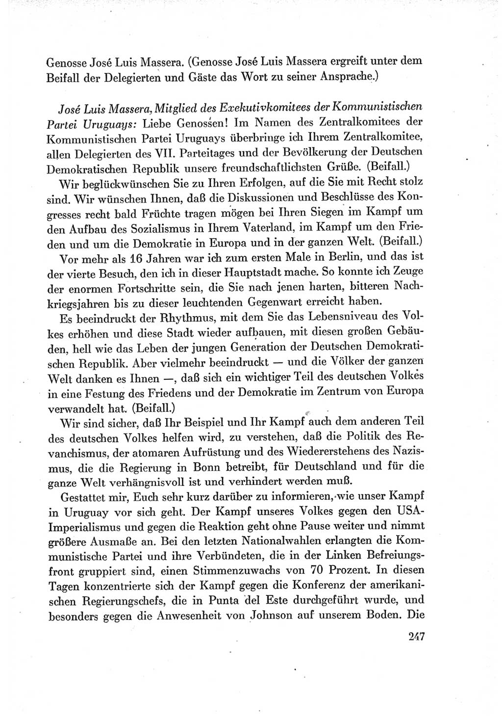 Protokoll der Verhandlungen des Ⅶ. Parteitages der Sozialistischen Einheitspartei Deutschlands (SED) [Deutsche Demokratische Republik (DDR)] 1967, Band Ⅱ, Seite 247 (Prot. Verh. Ⅶ. PT SED DDR 1967, Bd. Ⅱ, S. 247)