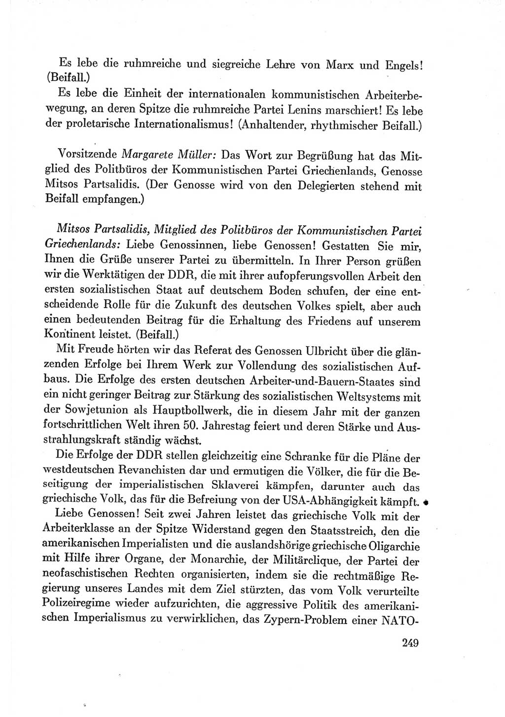 Protokoll der Verhandlungen des Ⅶ. Parteitages der Sozialistischen Einheitspartei Deutschlands (SED) [Deutsche Demokratische Republik (DDR)] 1967, Band Ⅱ, Seite 249 (Prot. Verh. Ⅶ. PT SED DDR 1967, Bd. Ⅱ, S. 249)