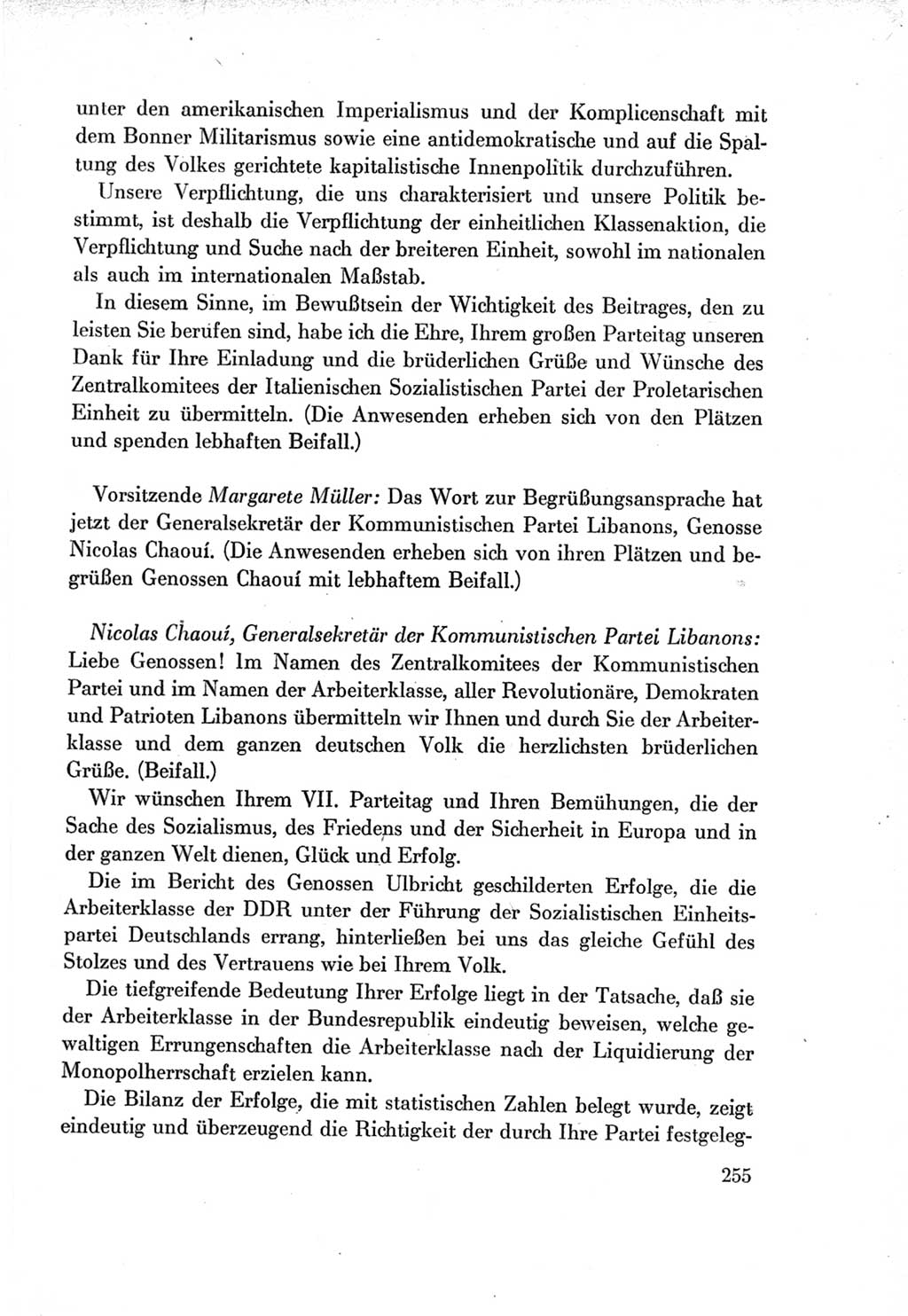 Protokoll der Verhandlungen des Ⅶ. Parteitages der Sozialistischen Einheitspartei Deutschlands (SED) [Deutsche Demokratische Republik (DDR)] 1967, Band Ⅱ, Seite 255 (Prot. Verh. Ⅶ. PT SED DDR 1967, Bd. Ⅱ, S. 255)