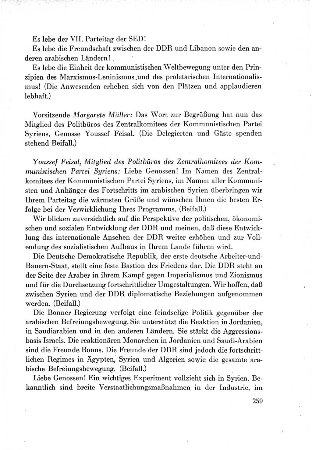 Protokoll der Verhandlungen des Ⅶ. Parteitages der Sozialistischen Einheitspartei Deutschlands (SED) [Deutsche Demokratische Republik (DDR)] 1967, Band Ⅱ, Seite 259 (Prot. Verh. Ⅶ. PT SED DDR 1967, Bd. Ⅱ, S. 259)