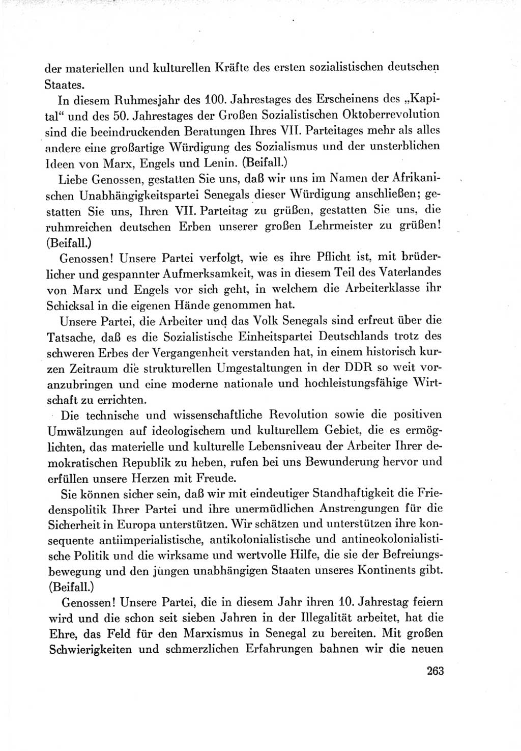 Protokoll der Verhandlungen des Ⅶ. Parteitages der Sozialistischen Einheitspartei Deutschlands (SED) [Deutsche Demokratische Republik (DDR)] 1967, Band Ⅱ, Seite 263 (Prot. Verh. Ⅶ. PT SED DDR 1967, Bd. Ⅱ, S. 263)