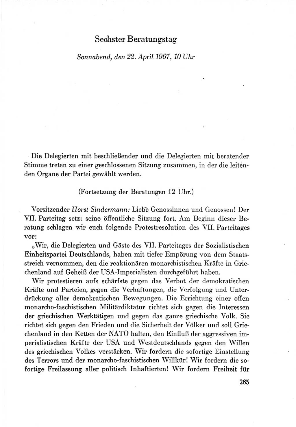 Protokoll der Verhandlungen des Ⅶ. Parteitages der Sozialistischen Einheitspartei Deutschlands (SED) [Deutsche Demokratische Republik (DDR)] 1967, Band Ⅱ, Seite 265 (Prot. Verh. Ⅶ. PT SED DDR 1967, Bd. Ⅱ, S. 265)
