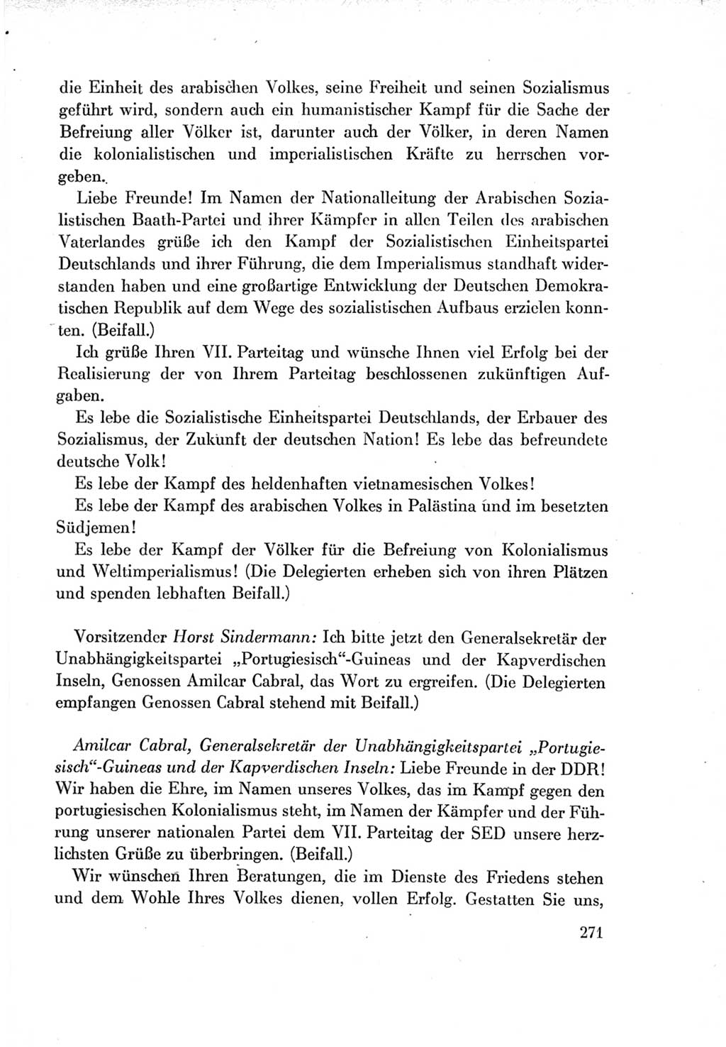 Protokoll der Verhandlungen des Ⅶ. Parteitages der Sozialistischen Einheitspartei Deutschlands (SED) [Deutsche Demokratische Republik (DDR)] 1967, Band Ⅱ, Seite 271 (Prot. Verh. Ⅶ. PT SED DDR 1967, Bd. Ⅱ, S. 271)