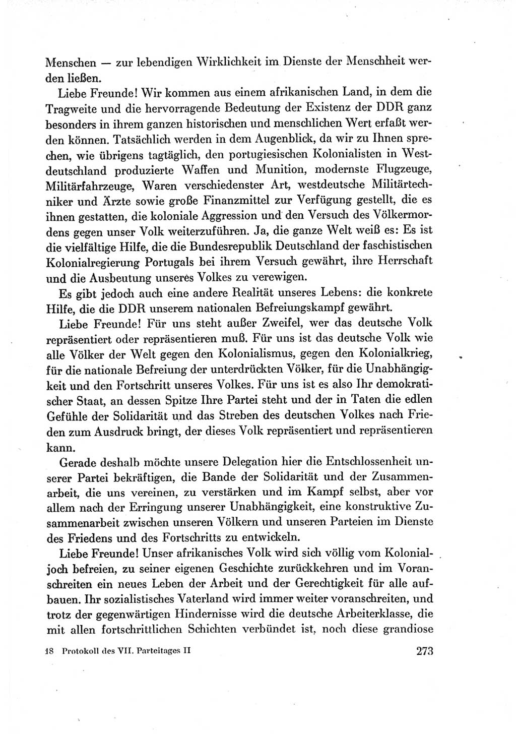 Protokoll der Verhandlungen des Ⅶ. Parteitages der Sozialistischen Einheitspartei Deutschlands (SED) [Deutsche Demokratische Republik (DDR)] 1967, Band Ⅱ, Seite 273 (Prot. Verh. Ⅶ. PT SED DDR 1967, Bd. Ⅱ, S. 273)