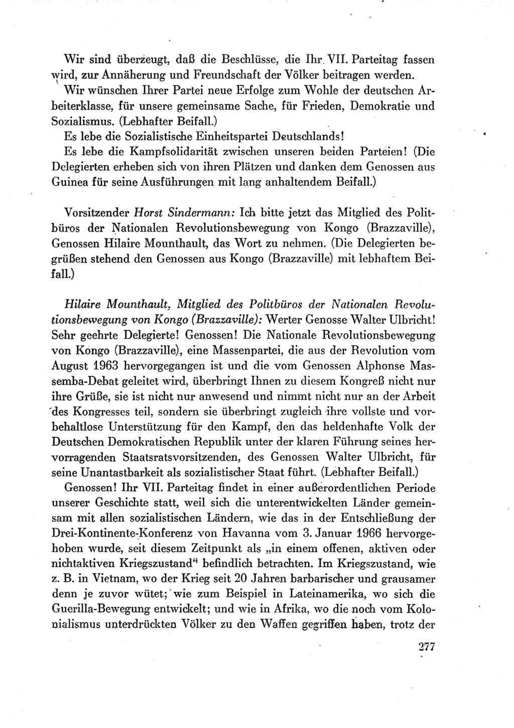 Protokoll der Verhandlungen des Ⅶ. Parteitages der Sozialistischen Einheitspartei Deutschlands (SED) [Deutsche Demokratische Republik (DDR)] 1967, Band Ⅱ, Seite 277 (Prot. Verh. Ⅶ. PT SED DDR 1967, Bd. Ⅱ, S. 277)