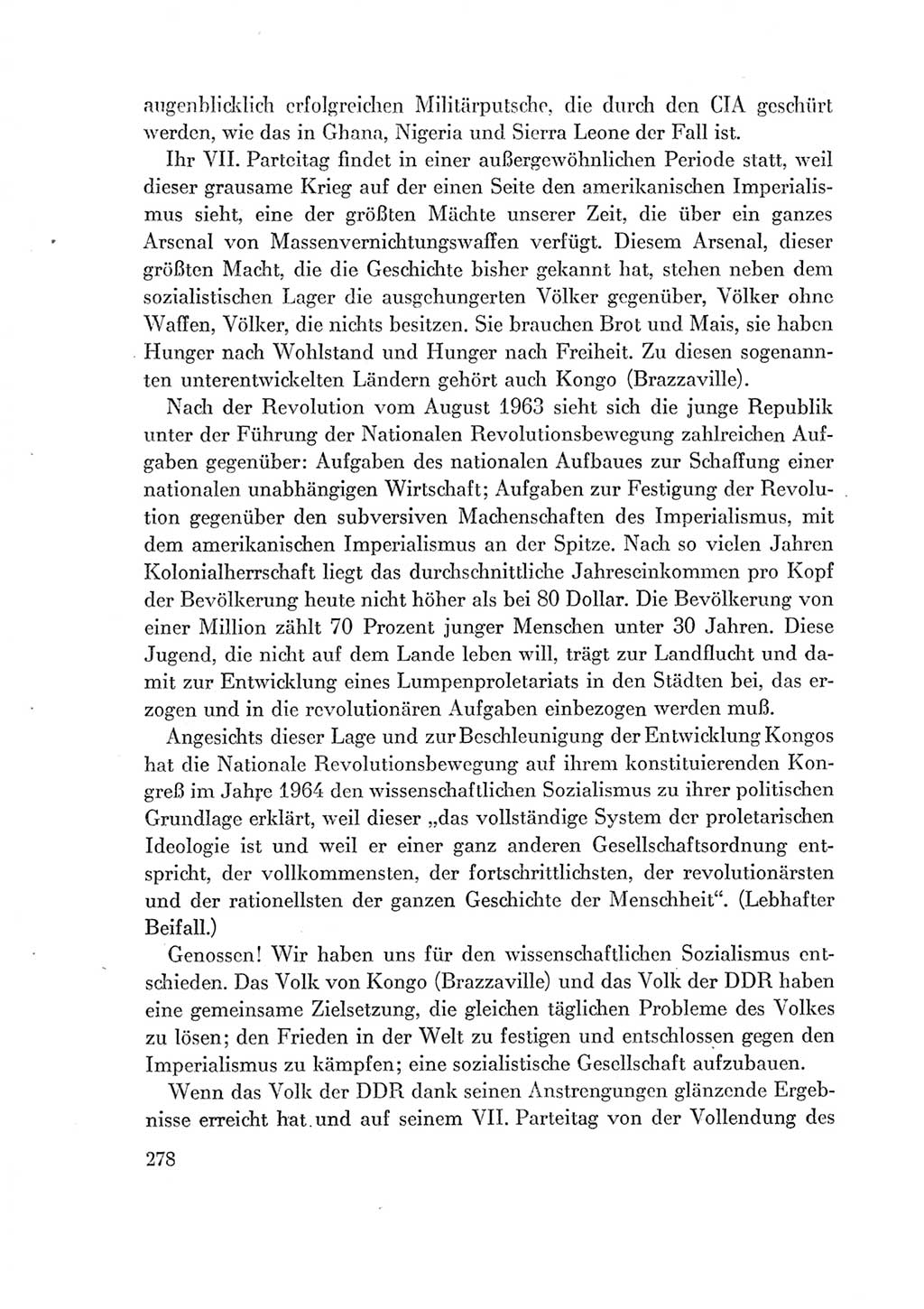 Protokoll der Verhandlungen des Ⅶ. Parteitages der Sozialistischen Einheitspartei Deutschlands (SED) [Deutsche Demokratische Republik (DDR)] 1967, Band Ⅱ, Seite 278 (Prot. Verh. Ⅶ. PT SED DDR 1967, Bd. Ⅱ, S. 278)