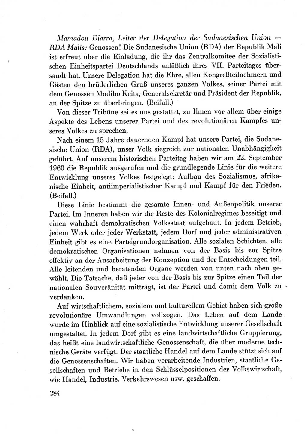 Protokoll der Verhandlungen des Ⅶ. Parteitages der Sozialistischen Einheitspartei Deutschlands (SED) [Deutsche Demokratische Republik (DDR)] 1967, Band Ⅱ, Seite 284 (Prot. Verh. Ⅶ. PT SED DDR 1967, Bd. Ⅱ, S. 284)