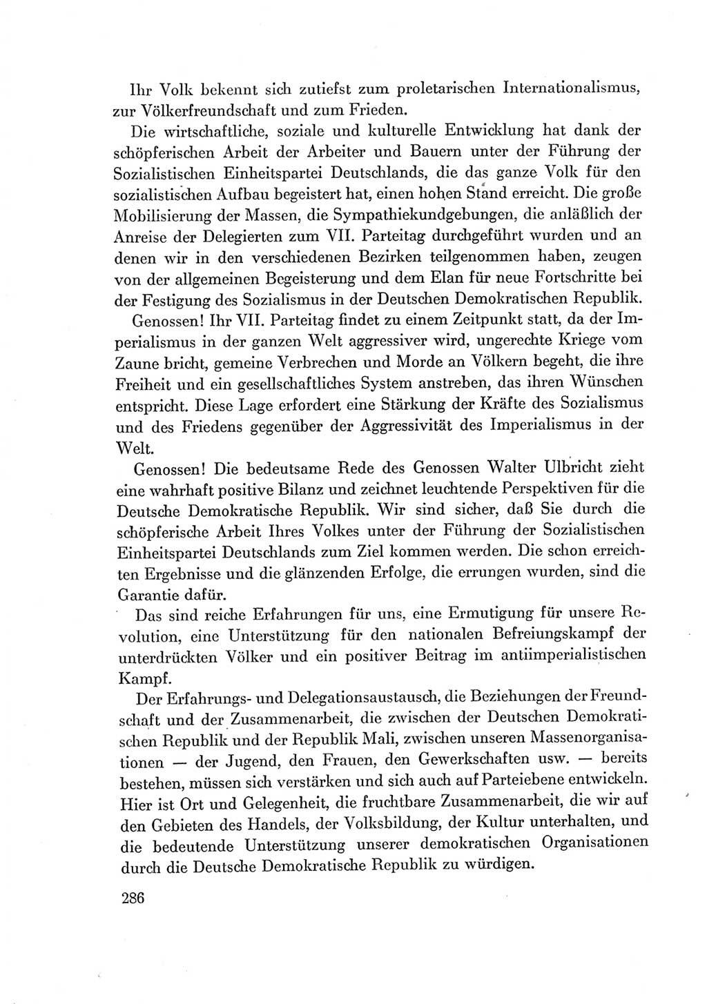 Protokoll der Verhandlungen des Ⅶ. Parteitages der Sozialistischen Einheitspartei Deutschlands (SED) [Deutsche Demokratische Republik (DDR)] 1967, Band Ⅱ, Seite 286 (Prot. Verh. Ⅶ. PT SED DDR 1967, Bd. Ⅱ, S. 286)