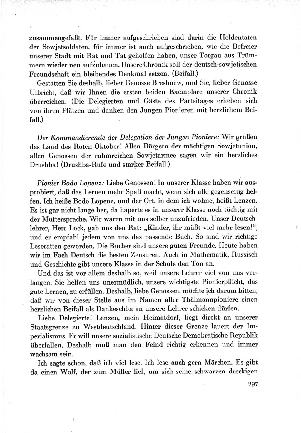 Protokoll der Verhandlungen des Ⅶ. Parteitages der Sozialistischen Einheitspartei Deutschlands (SED) [Deutsche Demokratische Republik (DDR)] 1967, Band Ⅱ, Seite 297 (Prot. Verh. Ⅶ. PT SED DDR 1967, Bd. Ⅱ, S. 297)