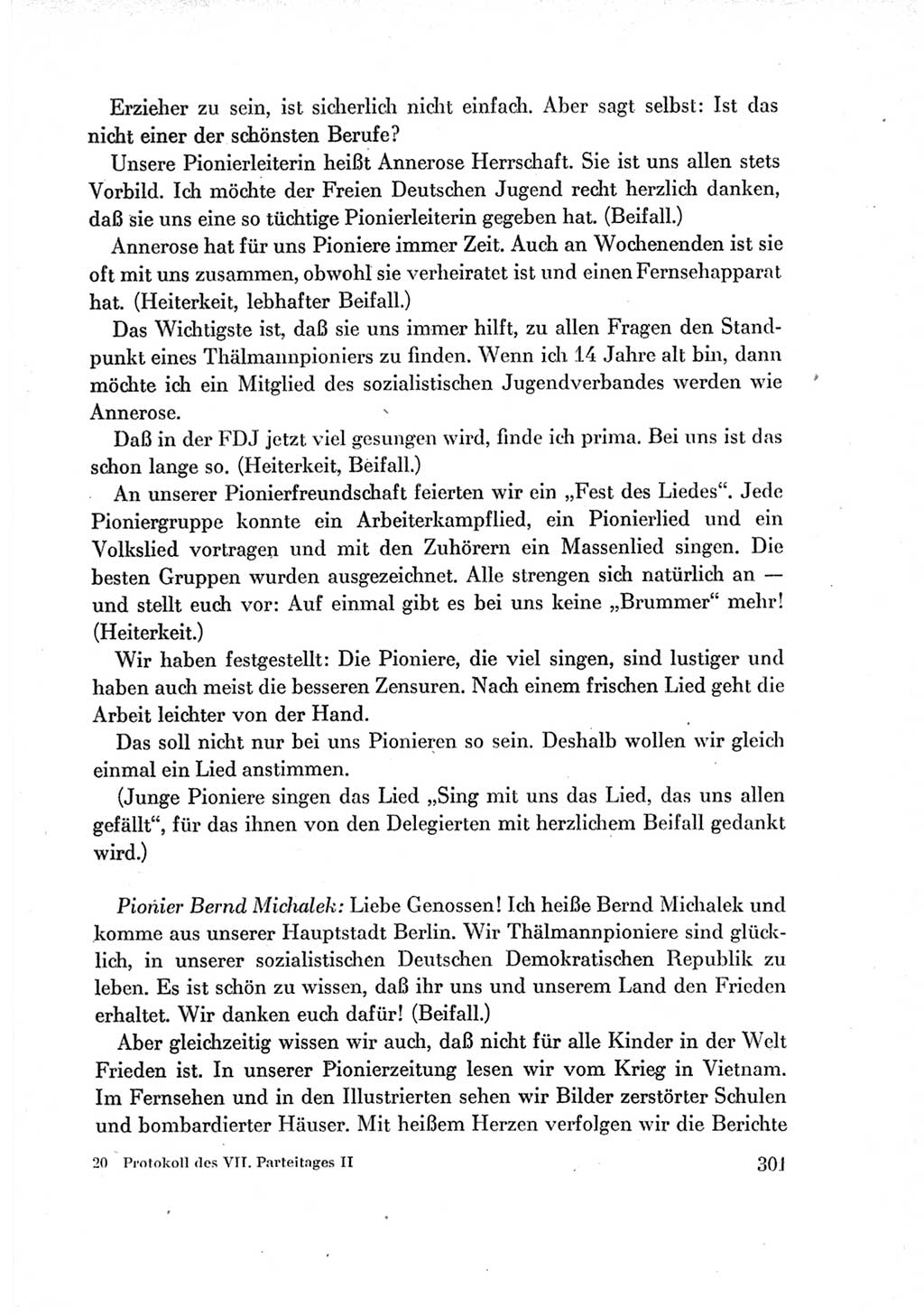 Protokoll der Verhandlungen des Ⅶ. Parteitages der Sozialistischen Einheitspartei Deutschlands (SED) [Deutsche Demokratische Republik (DDR)] 1967, Band Ⅱ, Seite 301 (Prot. Verh. Ⅶ. PT SED DDR 1967, Bd. Ⅱ, S. 301)