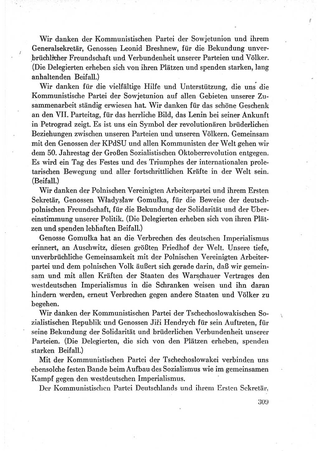 Protokoll der Verhandlungen des Ⅶ. Parteitages der Sozialistischen Einheitspartei Deutschlands (SED) [Deutsche Demokratische Republik (DDR)] 1967, Band Ⅱ, Seite 309 (Prot. Verh. Ⅶ. PT SED DDR 1967, Bd. Ⅱ, S. 309)
