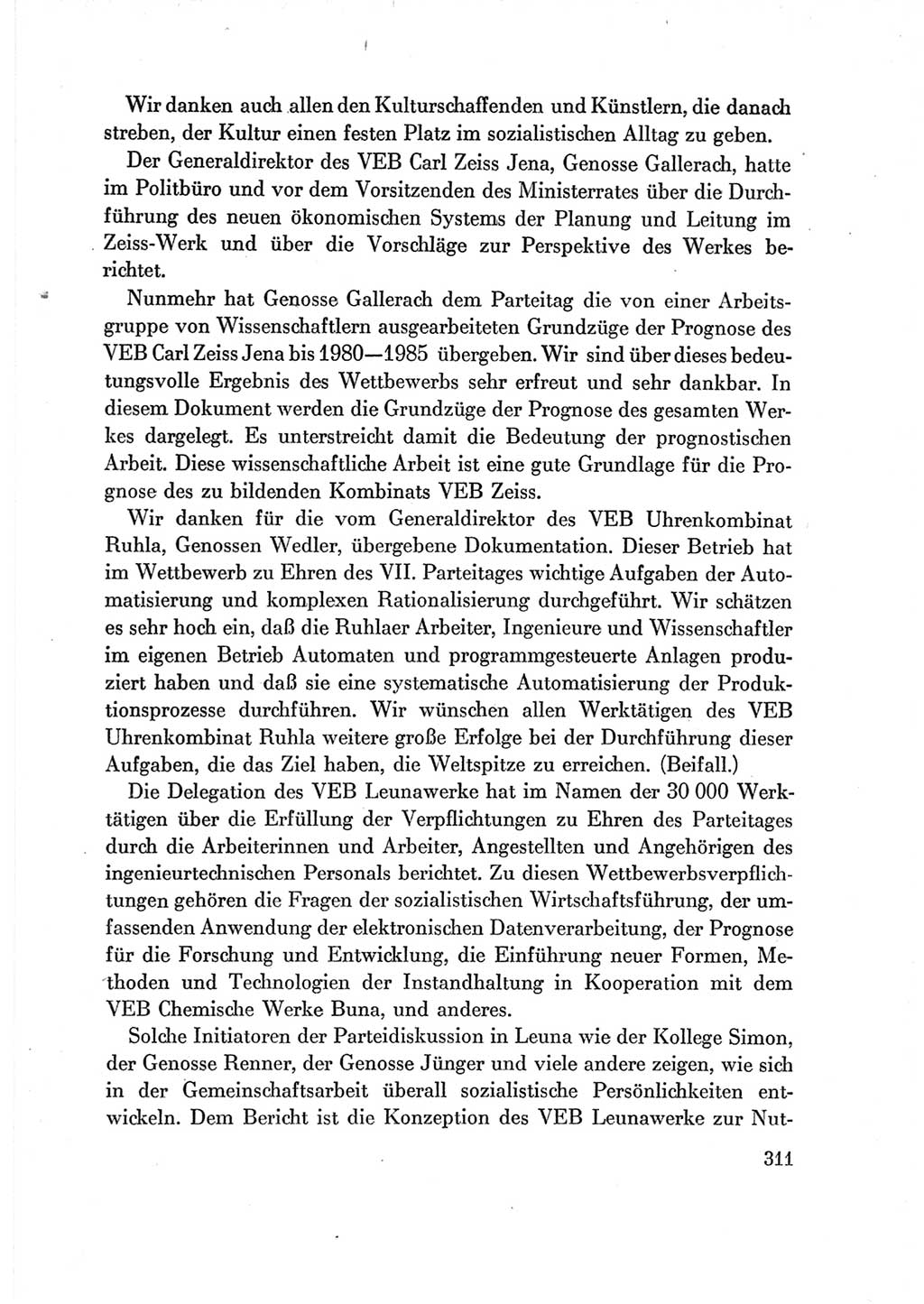 Protokoll der Verhandlungen des Ⅶ. Parteitages der Sozialistischen Einheitspartei Deutschlands (SED) [Deutsche Demokratische Republik (DDR)] 1967, Band Ⅱ, Seite 311 (Prot. Verh. Ⅶ. PT SED DDR 1967, Bd. Ⅱ, S. 311)