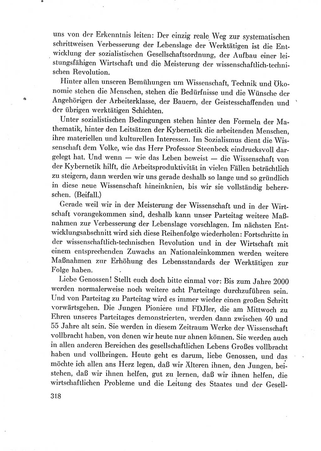 Protokoll der Verhandlungen des Ⅶ. Parteitages der Sozialistischen Einheitspartei Deutschlands (SED) [Deutsche Demokratische Republik (DDR)] 1967, Band Ⅱ, Seite 318 (Prot. Verh. Ⅶ. PT SED DDR 1967, Bd. Ⅱ, S. 318)