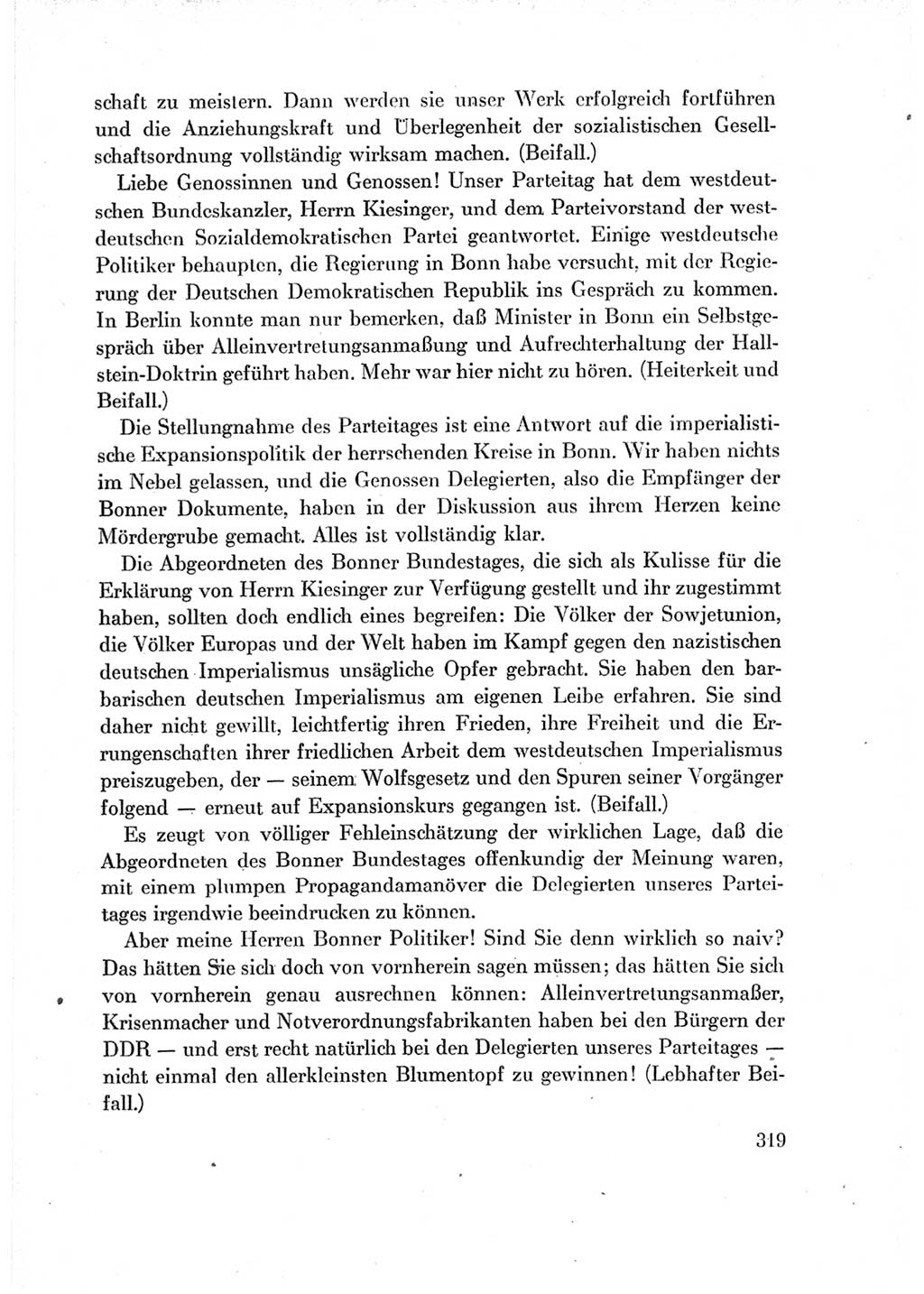Protokoll der Verhandlungen des Ⅶ. Parteitages der Sozialistischen Einheitspartei Deutschlands (SED) [Deutsche Demokratische Republik (DDR)] 1967, Band Ⅱ, Seite 319 (Prot. Verh. Ⅶ. PT SED DDR 1967, Bd. Ⅱ, S. 319)